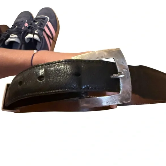 Alexander’s Belt 1995 925 Sterling Silver 1” Black/Brown Reversible Leather 46